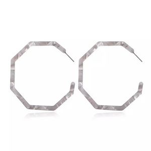 🛑3 for $10 MUST GO SALE Gray Multi Acrylic Hexagon Hoop Earring